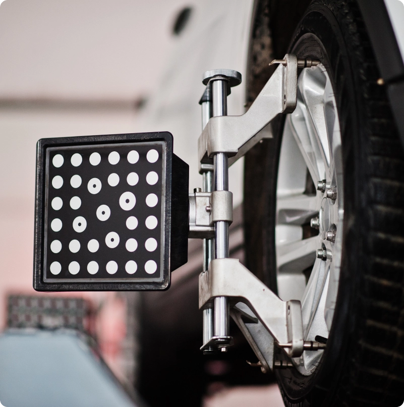 Wheel alignment on machine